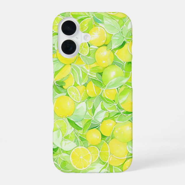 Funda Para iPhone 16 Lime & Lemon Botanical Phone Case (Reverso )