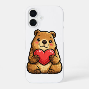 Funda Para iPhone 16 Lindo capybara sosteniendo corazón Kawaii capybara