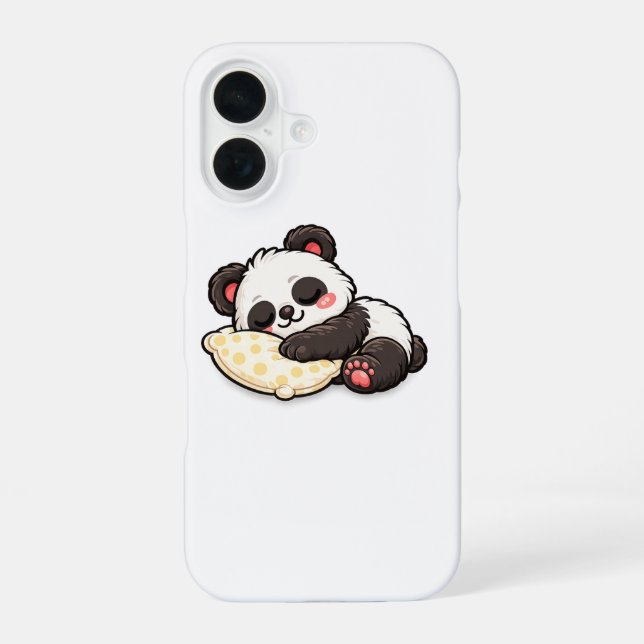 Funda Para iPhone 16 Lindo Panda Durmiendo con Almohada (Reverso )