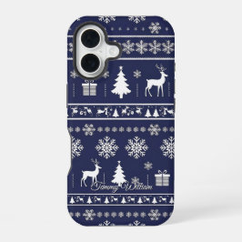 Funda Para iPhone 16 lindo y feo patrón de suéter de navidades