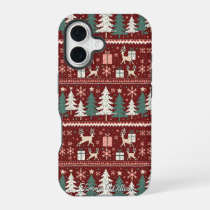 Funda Para iPhone 16 lindo y feo patrón de suéter de navidades