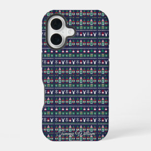 Funda Para iPhone 16 lindo y feo patrón de suéter de navidades