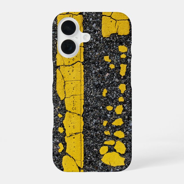 Funda Para iPhone 16 Línea Amarilla Doble Deteriorada (Reverso )