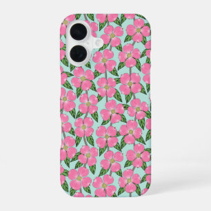 Funda Para iPhone 16 línea rosa de madera de dogwood florida dibujando