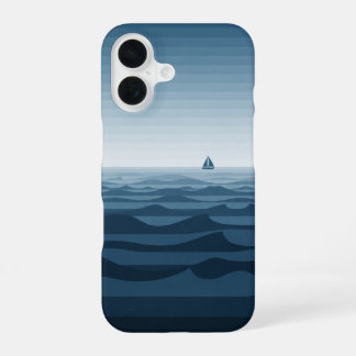 Funda Para iPhone 16 Líneas del horizonte del océano vintage