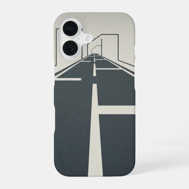 Funda Para iPhone 16 Líneas divisorias de carretera retro (Reverso )