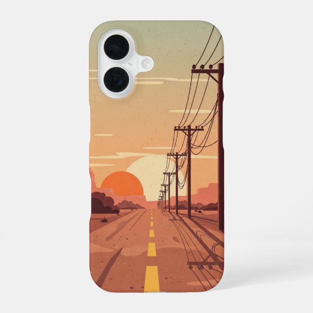 Funda Para iPhone 16 Líneas en la distancia (Reverso )