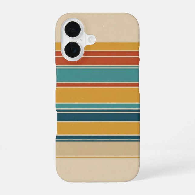 Funda Para iPhone 16 Líneas Horizontales Retro (Reverso )