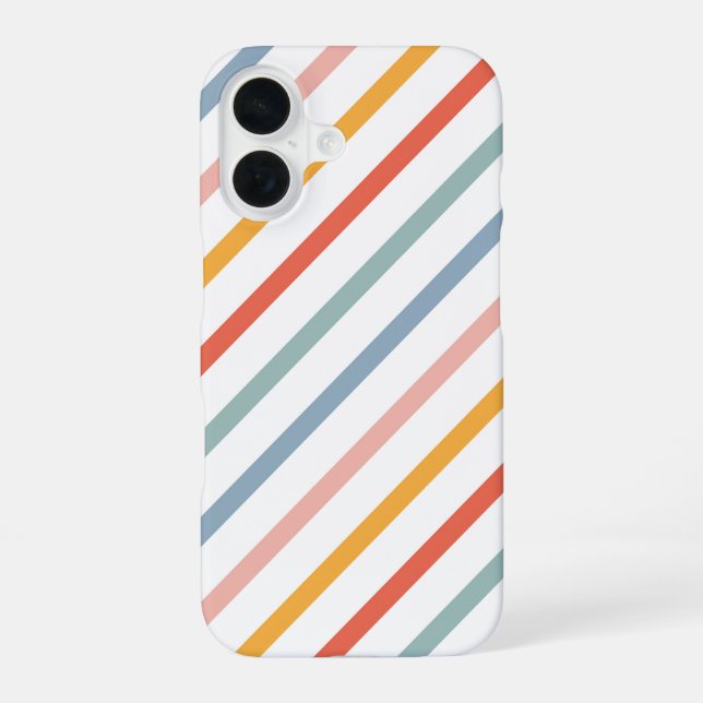 Funda Para iPhone 16 Líneas Retro Boho Multicolor (Reverso )