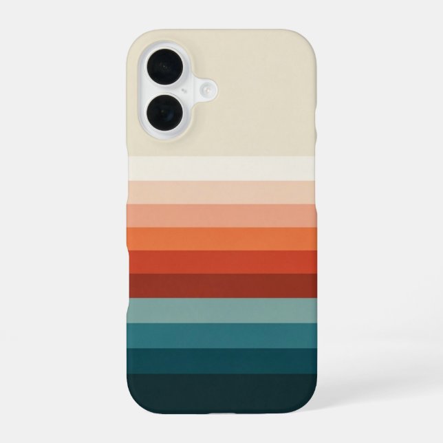 Funda Para iPhone 16 Líneas Retro de Puestas de Sol Suaves (Reverso )