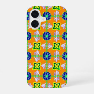 Funda Para iPhone 16 Lirio retro y margaritas sobre amarillo