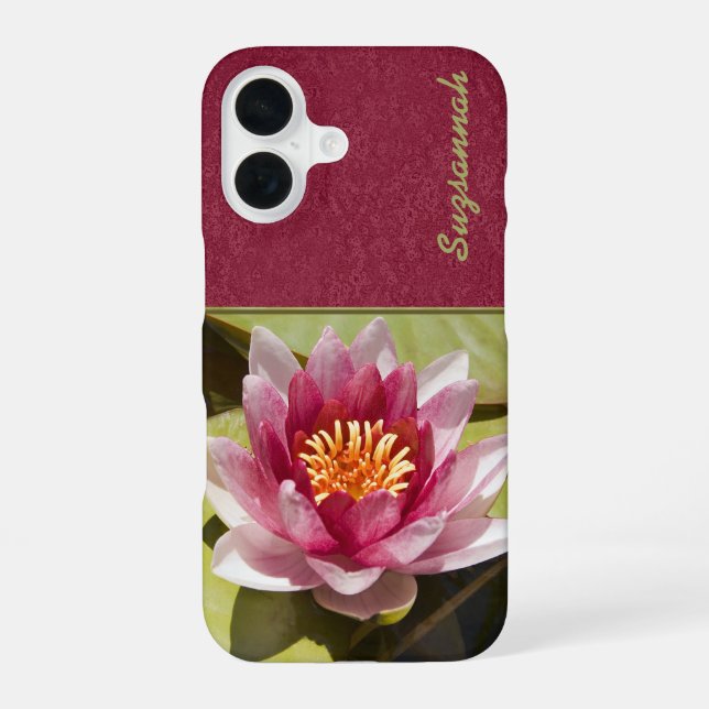 Funda Para iPhone 16 Lirios de Agua Rosas (Reverso )