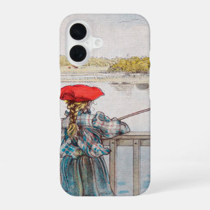 Funda Para iPhone 16 Lisbet pescando por Carl Larsson, Arte fino vintag