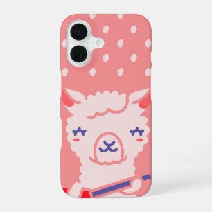 Funda Para iPhone 16 Llama Kawaii Rockstar Animal Cute Guitar Rosa