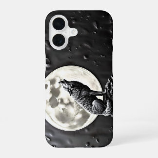 Funda Para iPhone 16 lobo aullador canino luna llena