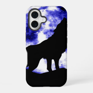 Funda Para iPhone 16 Lobo aullando a la luna