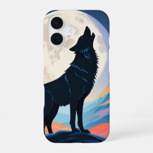 Funda Para iPhone 16 Lobo aullando a la luna