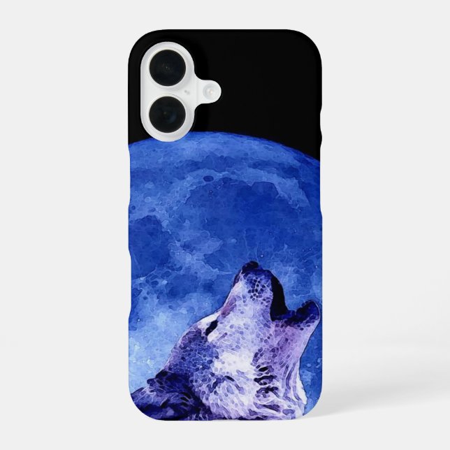 Funda Para iPhone 16 Lobo aullando a la luna (Reverso )