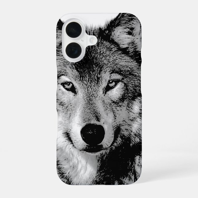 Funda Para iPhone 16 Lobo blanco y negro (Reverso )