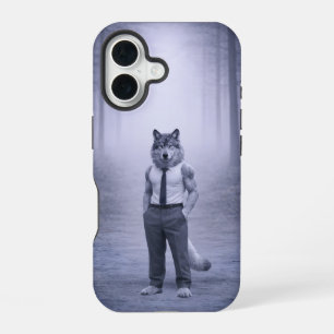 Funda Para iPhone 16 Lobo con atuendo formal minimalista – Puerto del b