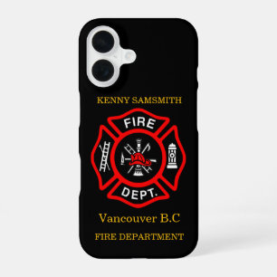 Funda Para iPhone 16 Logo del Departamento de Incendios Negro y Rojo11