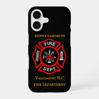 Funda Para iPhone 16 Logo del Departamento de Incendios Negro y Rojo11