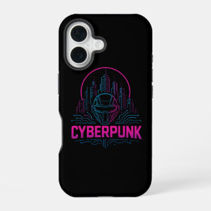 Funda Para iPhone 16 Logotipo de ciudad neon cyberpunk – Estética tecno