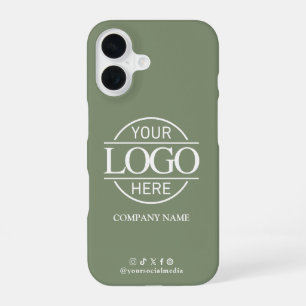 Funda Para iPhone 16 Logotipo Empresarial Redes Sociales Verde Sage Pro