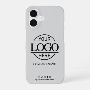 Funda Para iPhone 16 Logotipo empresarial y gris promocional de redes s