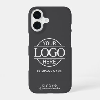Funda Para iPhone 16 Logotipo Empresarial y Gris Promocional de Redes S