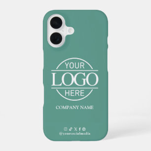 Funda Para iPhone 16 Logotipo empresarial y promoción en azul turquesa 