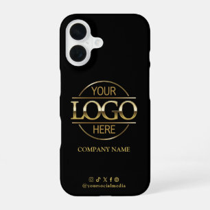 Funda Para iPhone 16 Logotipo empresarial y promoción negra en redes so