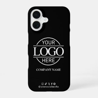 Funda Para iPhone 16 Logotipo empresarial y promoción negra en redes so