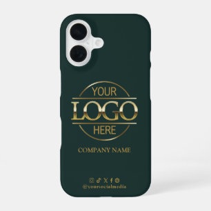 Funda Para iPhone 16 Logotipo empresarial y promoción verde en redes so