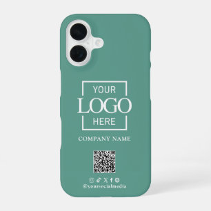 Funda Para iPhone 16 Logotipo minimalista elegante de color verde azula