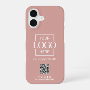 Funda Para iPhone 16 Logotipo minimalista elegante rosa y código QR
