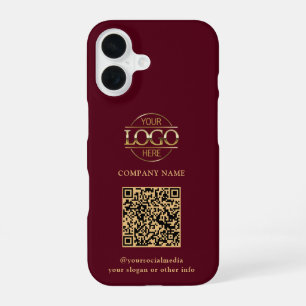 Funda Para iPhone 16 Logotipo moderno de negocio y código QR promociona
