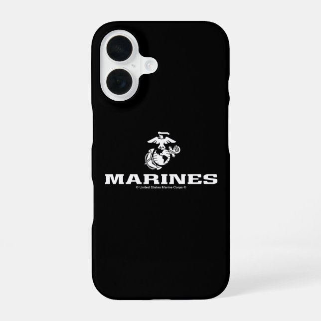 Funda Para iPhone 16 Logotipo USMC apilado - blanco (Reverso )