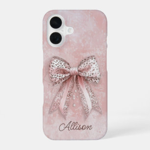 Funda Para iPhone 16 Loro Leopardo Femenino Brillo Elegante Lazo Nombre