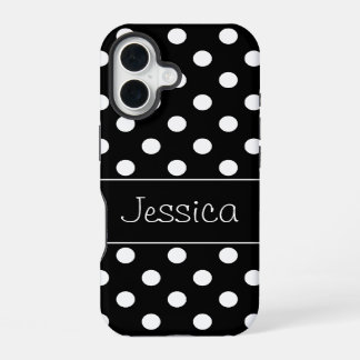 Funda Para iPhone 16 Los puntos de Polka Blanco y Negro Preppy son pers