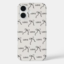 Funda para iPhone 16 'Love & Ribbon Minimalista'
