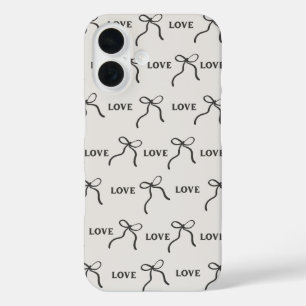 Funda para iPhone 16 'Love & Ribbon Minimalista'