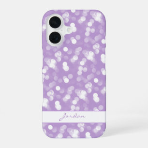 Funda Para iPhone 16 Luces Bonitas de Lavanda y Blanco con Nombre