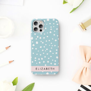 Funda Para iPhone 16 Lugares dálmatas azules, lunares dálmatas, su nomb