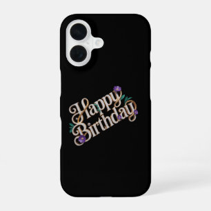 Funda Para iPhone 16 Lujo Cumpleaños Feliz Galaxia Nebulosa 3D Mármol D