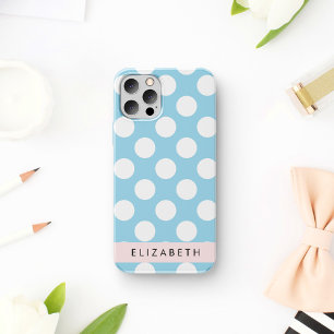 Funda Para iPhone 16 Lunares Azules, Patrón de Lunares, Tu Nombre