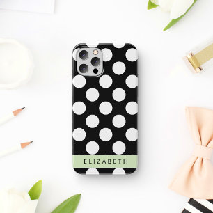 Funda Para iPhone 16 Lunares en blanco y negro, con lunares, tu nombre