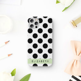Funda Para iPhone 16 Lunares en Blanco y Negro, Lunares, Tu Nombre