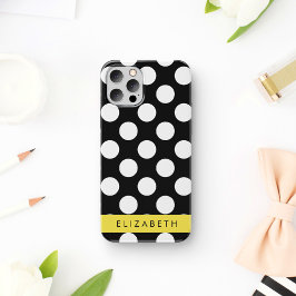 Funda Para iPhone 16 Lunares en Blanco y Negro, Lunares, Tu Nombre