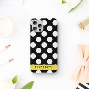 Funda Para iPhone 16 Lunares en Blanco y Negro, Lunares, Tu Nombre